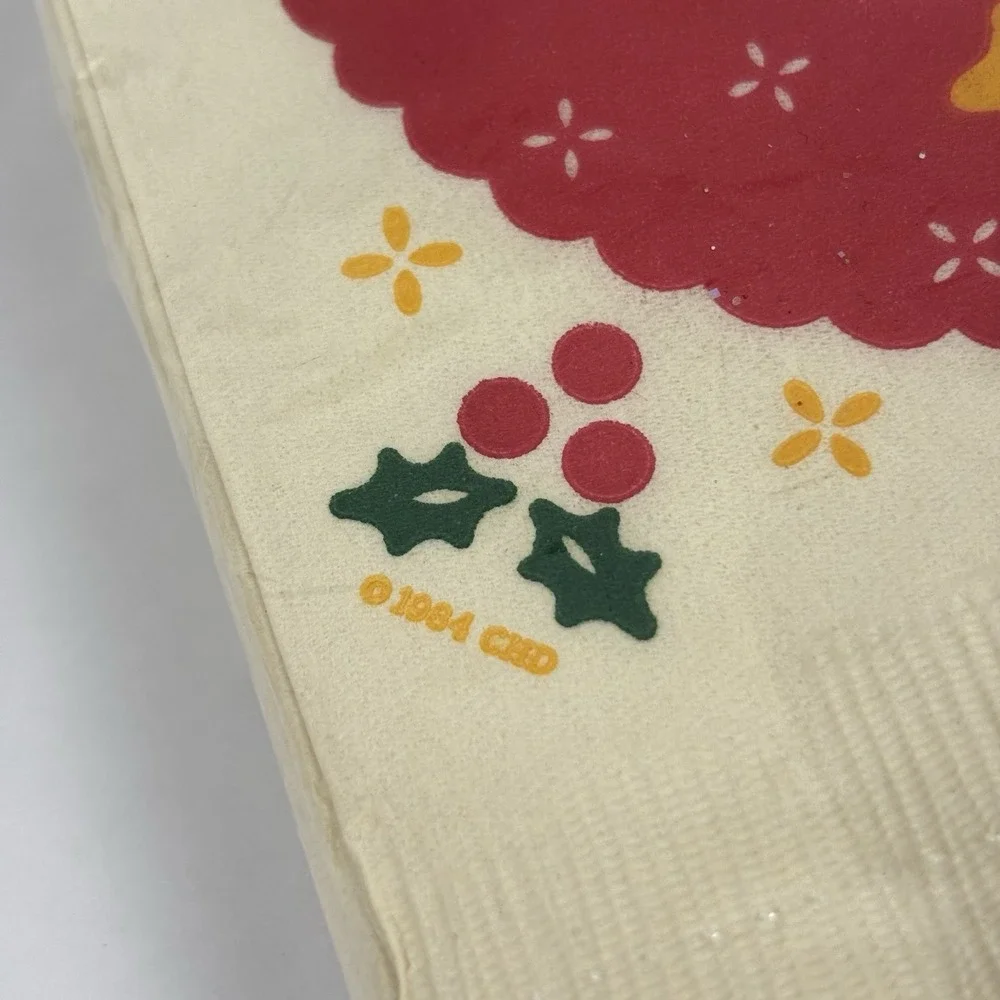 VTG NOS Artfaire Christmas Goose Table Cover And Napkins Granny Core Holly